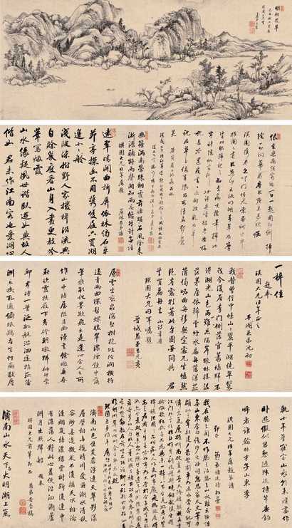 王宸 己丑（1769年）作 明湖揽翠图 手卷